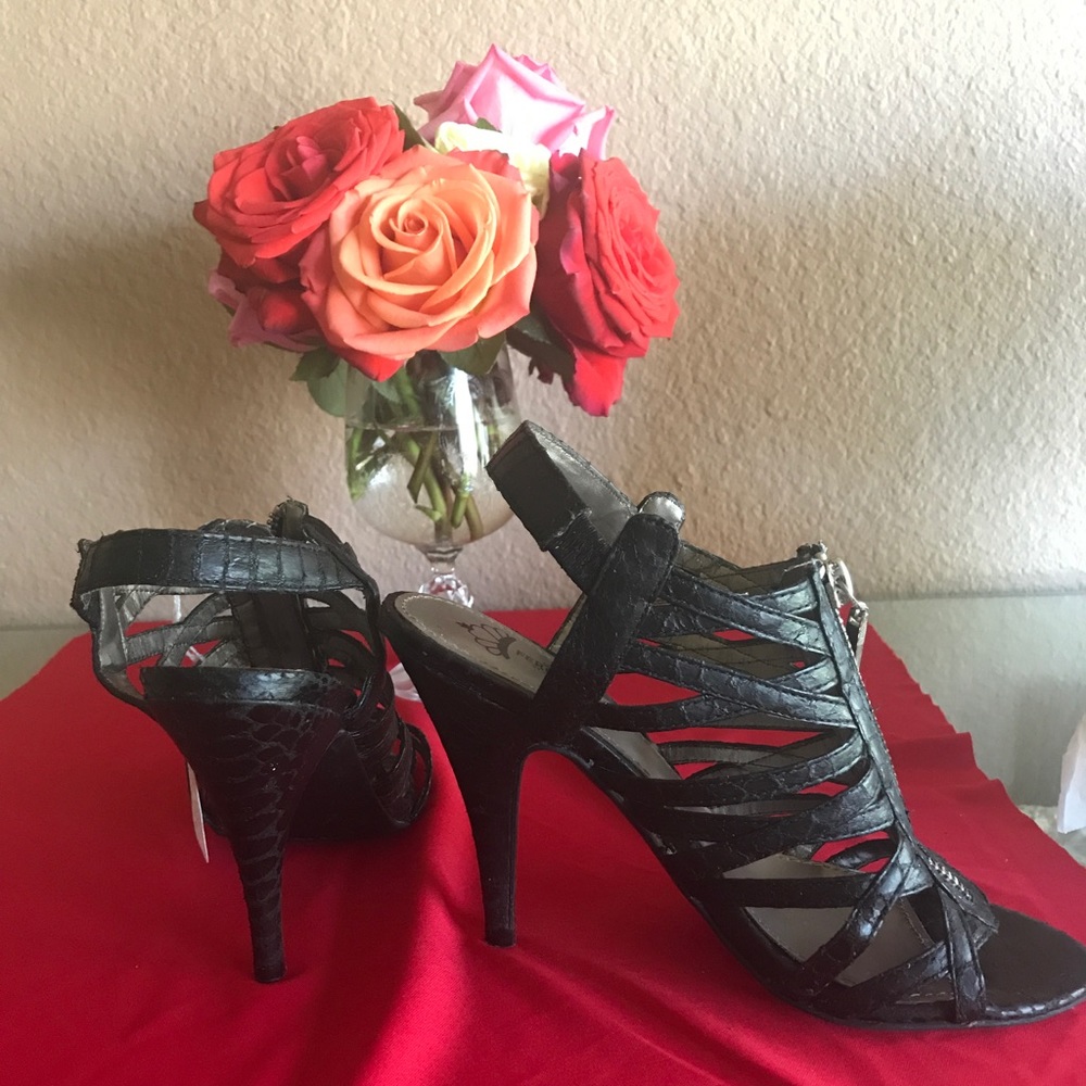 Fergalicious leather high heeled strappy sandals
